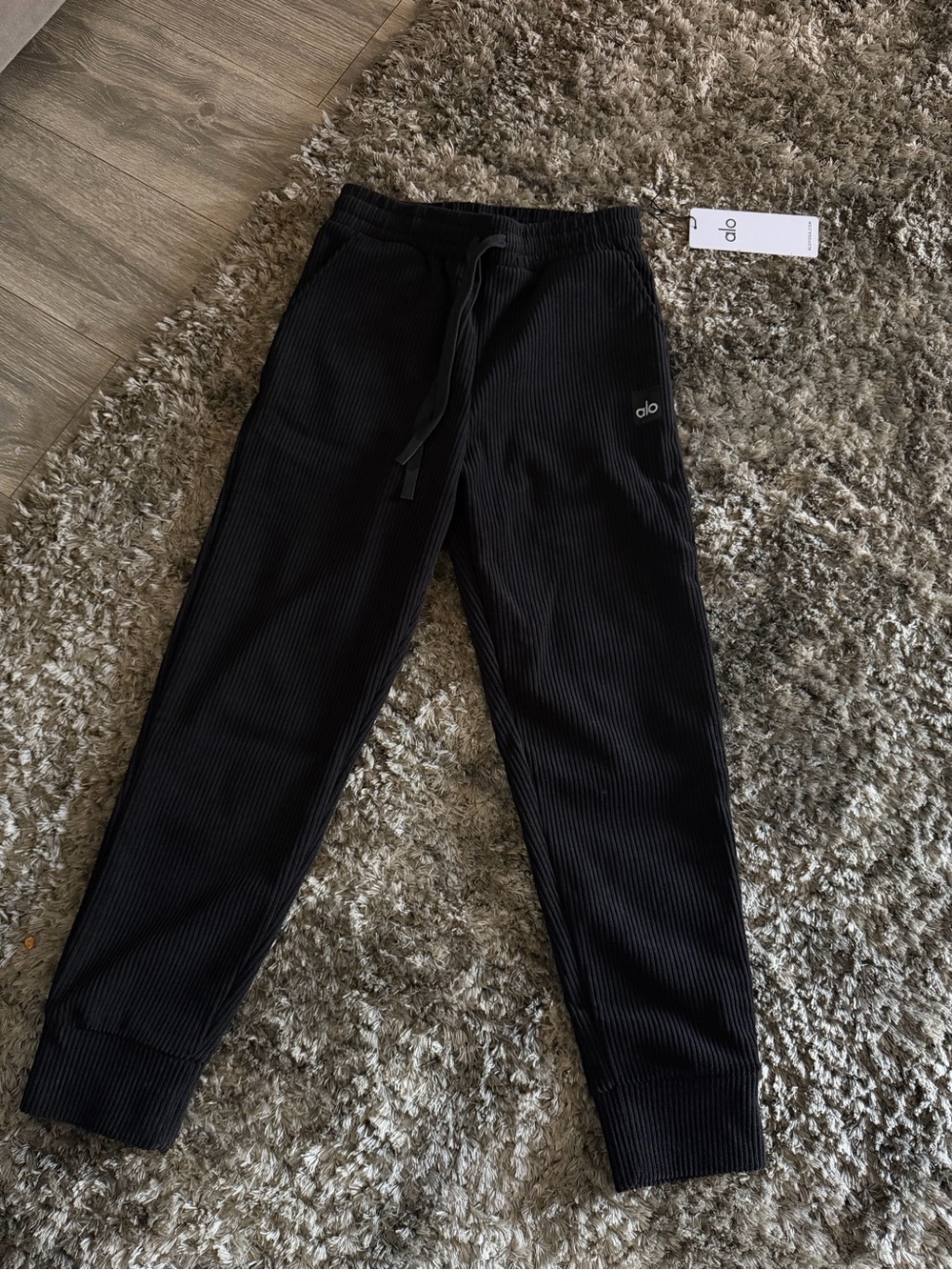 ALO Yoga Black Ribbed Kids Jogger Sweatpants